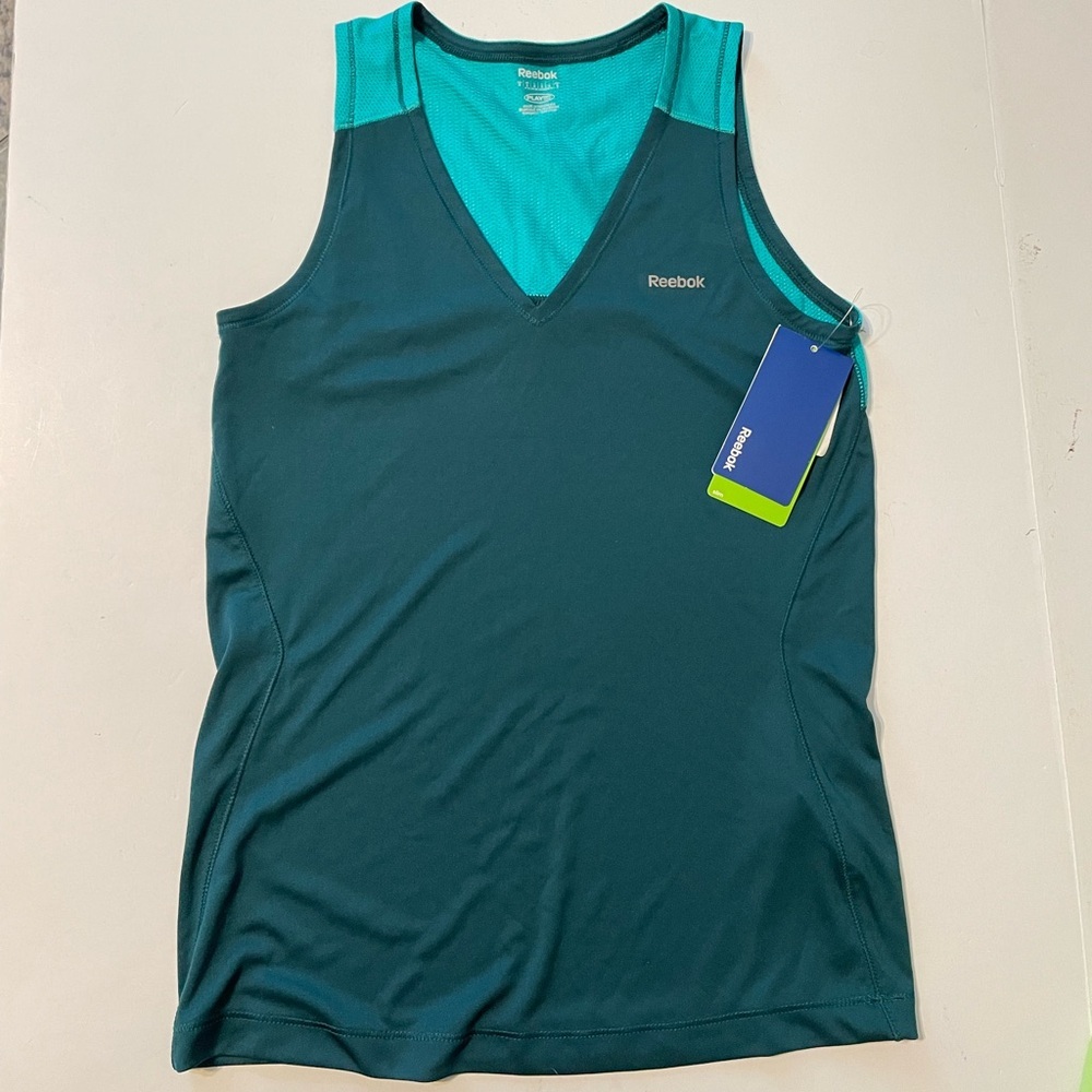 Womens REEBOK fitness Sleeveless top S Teal shirt tank beach gym track running